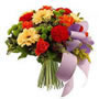 Fleurs deuil : bouquet orange et rouge pour témoigner ses condoléances.